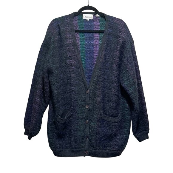 Vintage 90s Oversized Wool Grunge Chunky Grandpa Cardigan Sweater Mens Medium - Picture 5 of 11